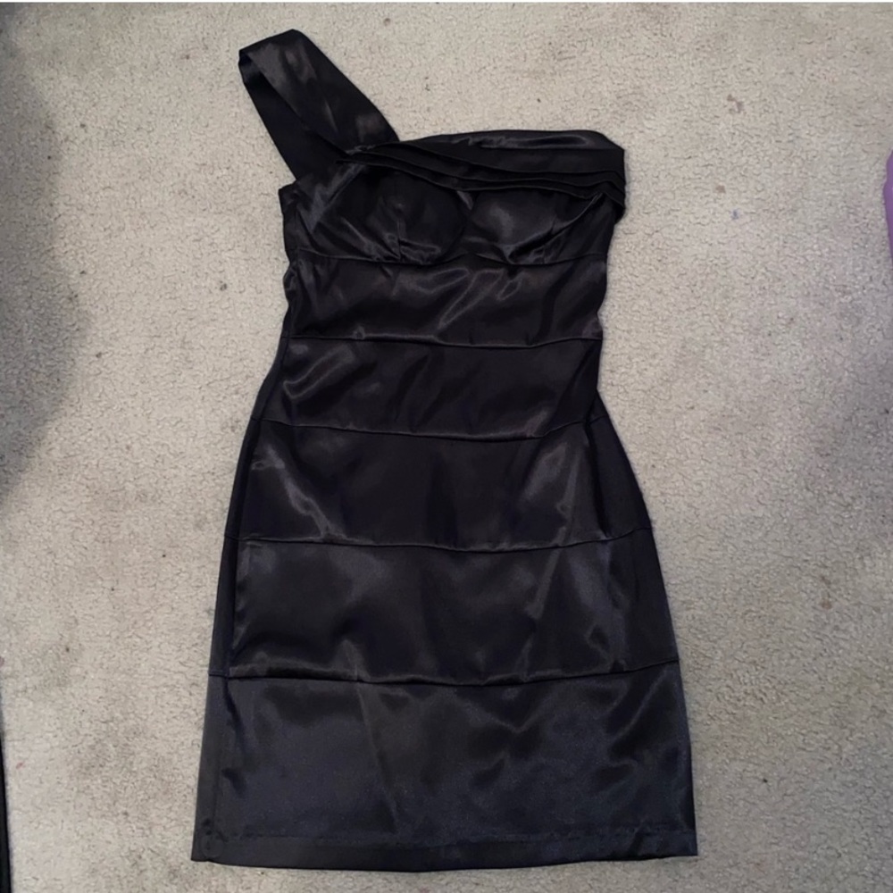 Ruby Rox Black One Shoulder Strap Dress
